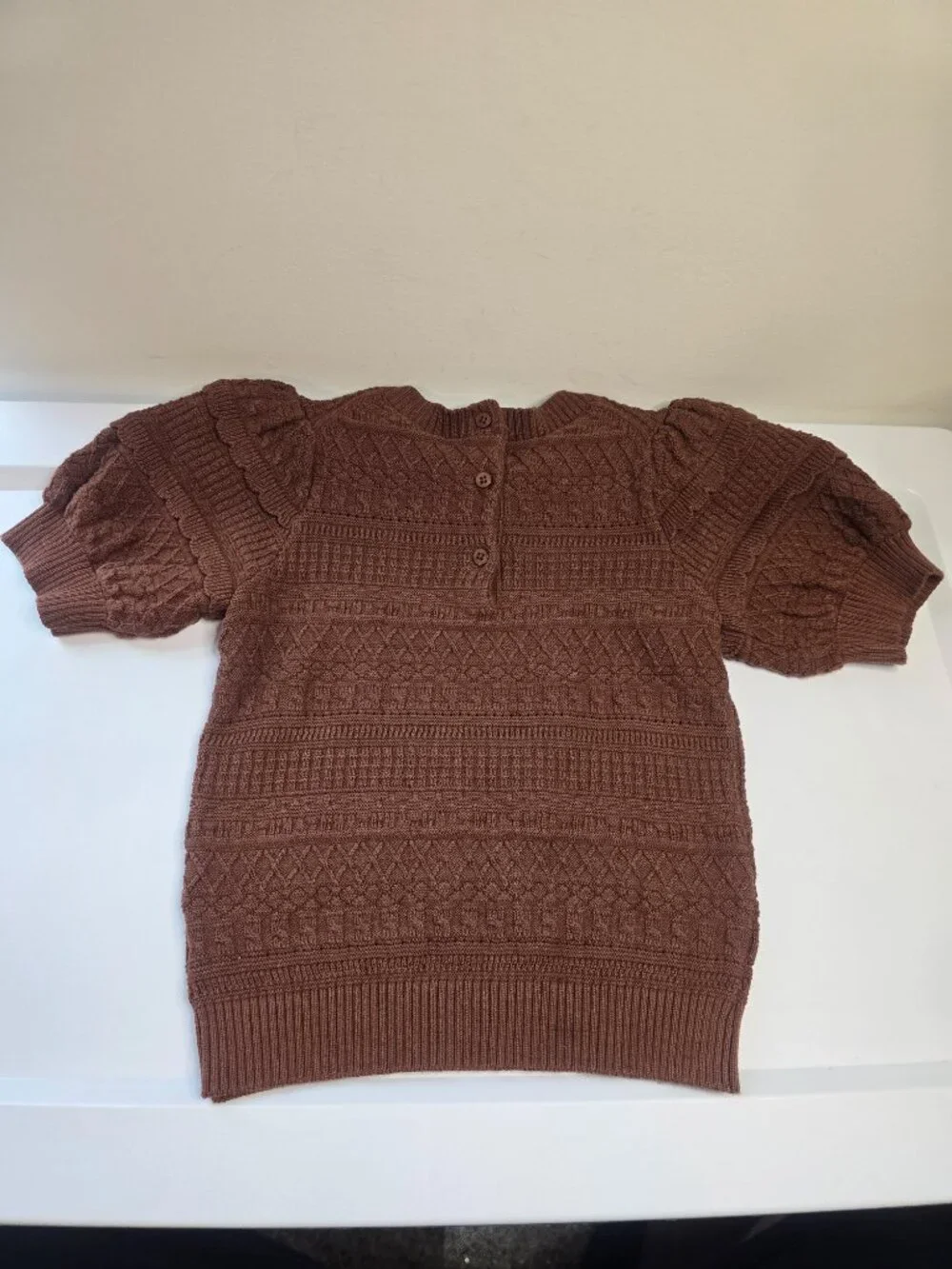 Janie and Jack Puff Sleeve Sweater Top - Red Barn Heather - Picture 8 of 9